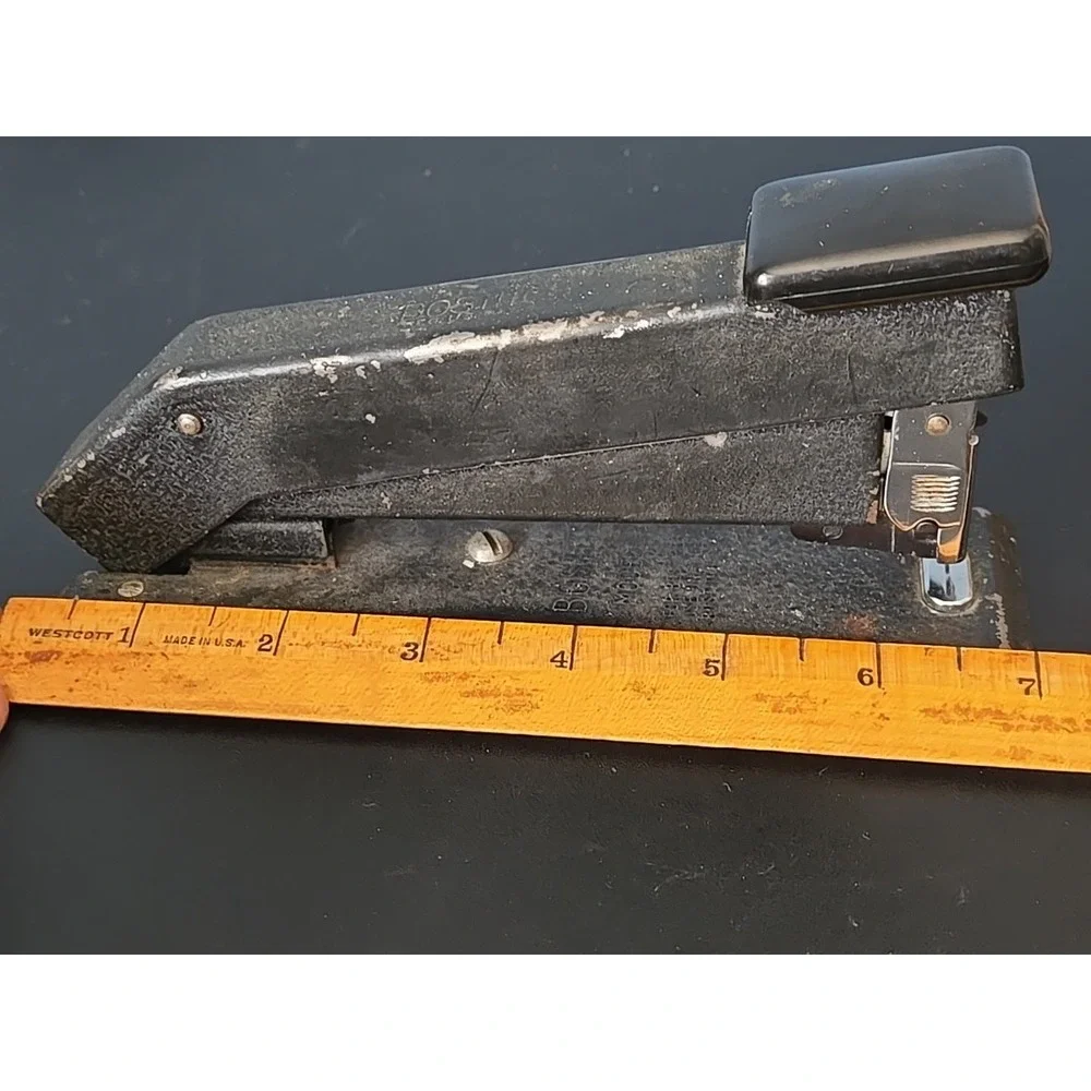 Vintage Retro 1940s Bostitch Heavy‎ Duty Steel Stapler Black Crackle